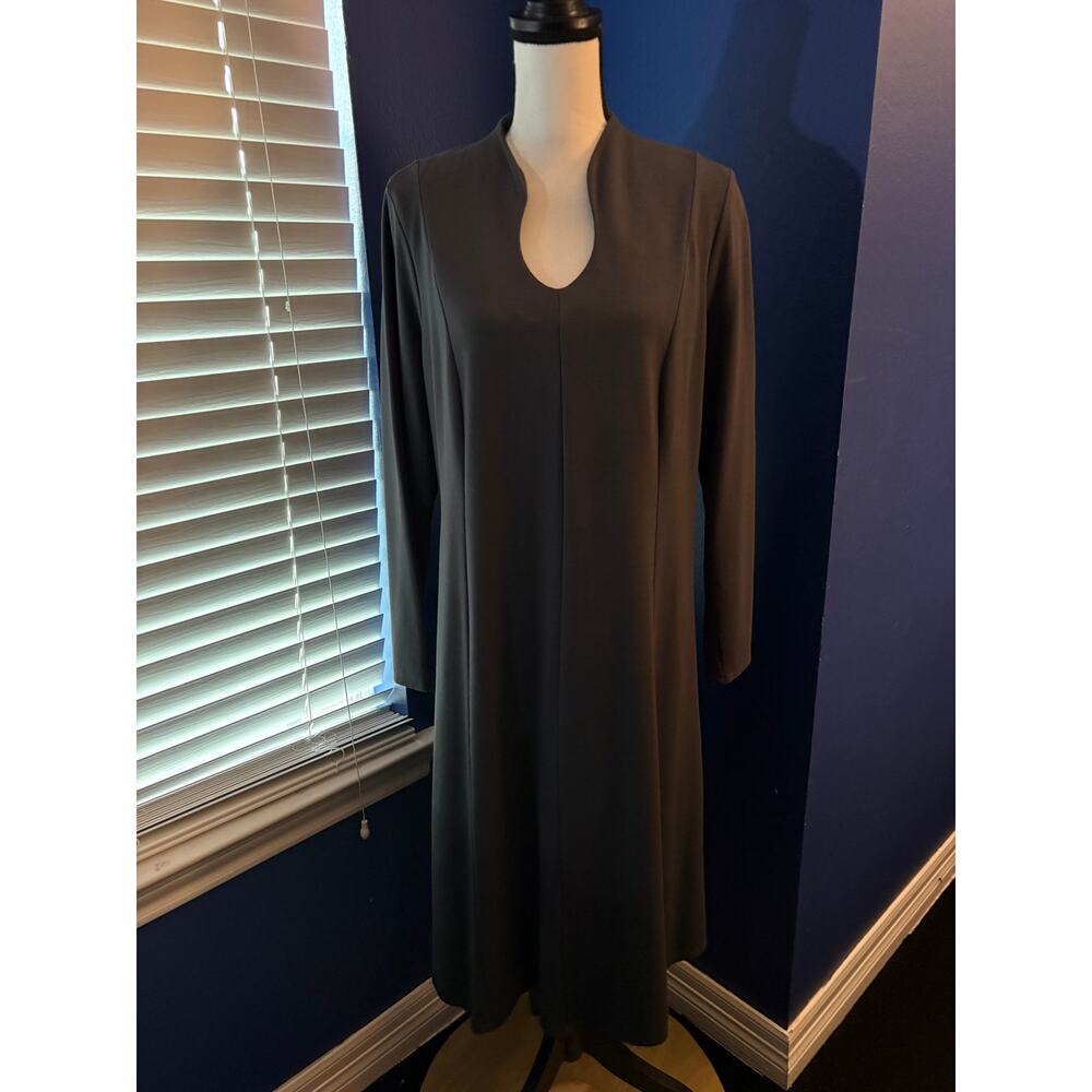J.Jill Wearever Jersey Long Sleeve Dress Size L Soft Black